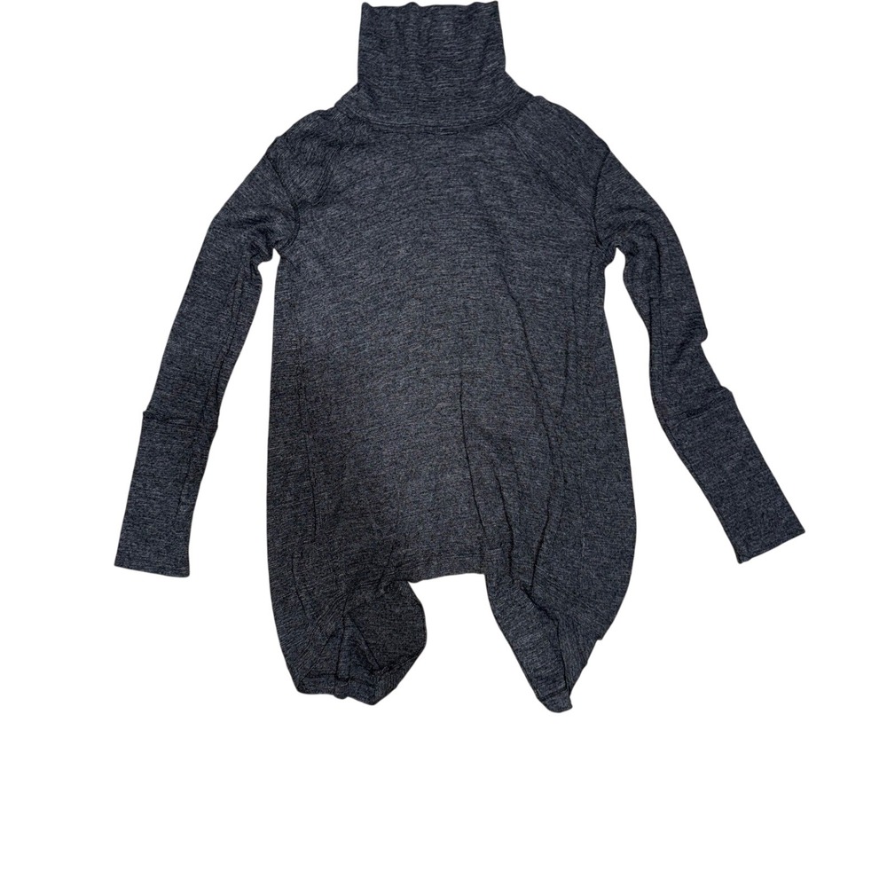 Free People Charcoal Grey Turtleneck Asymmetrical Hem Sweater Top Women's Small